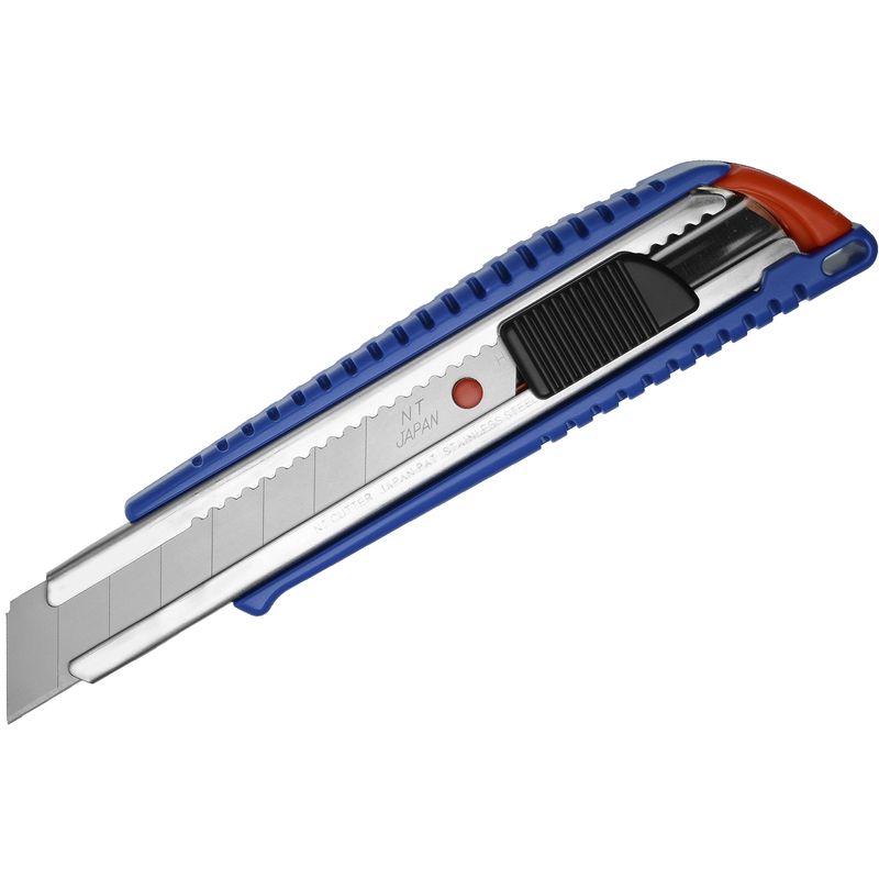 Нож канцелярский большой, лезвие 18 мм, металлические направляющие, пластиковый корпус, АВТОLOCK, угол лезвия 58 градусов, синий