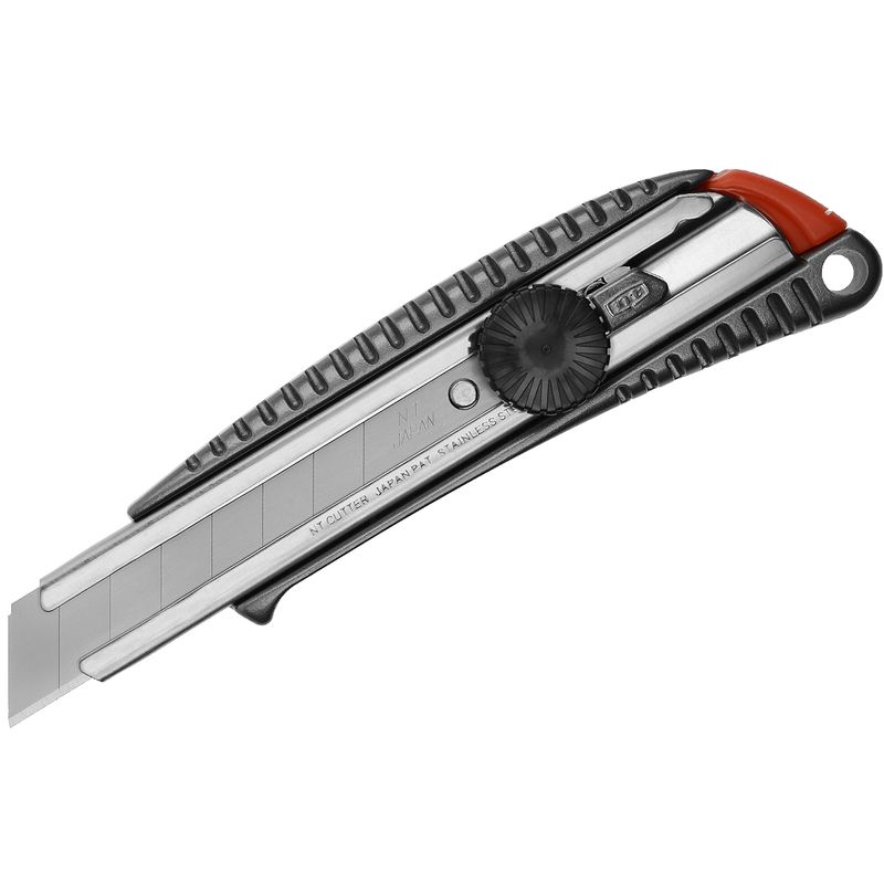 Нож канцелярский большой, лезвие 18 мм, металлические направляющие, металлический корпус, фиксатор винт, угол лезвия 58 градусов