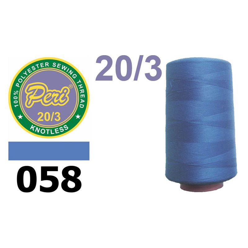Нитки для шитья 100% полиэстер, 20/3, (0058), 2500 ярдов. голубой темный
