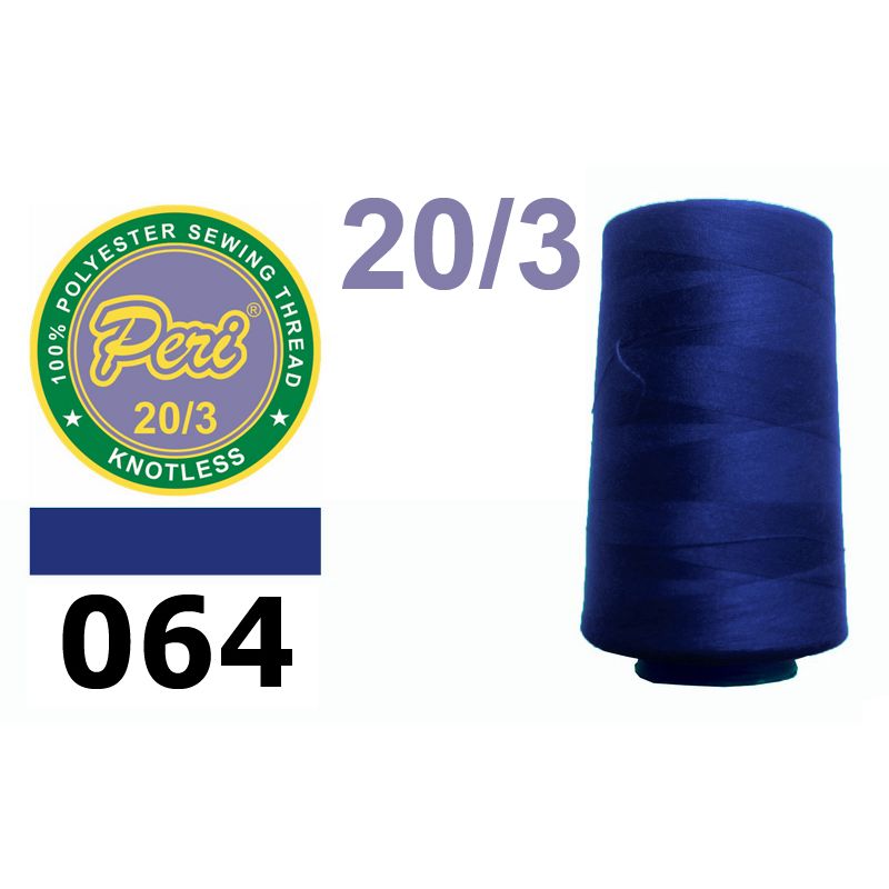 Нитки для шитья 100% полиэстер, 20/3, (0064), 2500 ярдов. синий