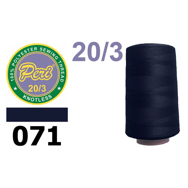 Нитки для шитья 100% полиэстер, 20/3, (0071), 2500 ярдов. синий темный