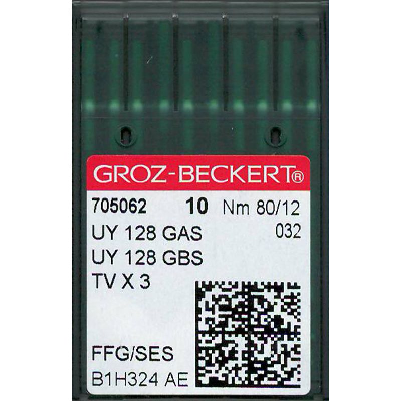 Иглы UY128GAS FFG/SES, № 80, GB, (UY128GBS, 1280, 149x3, 149x31, TVx3), 1 уп.=10 шт.