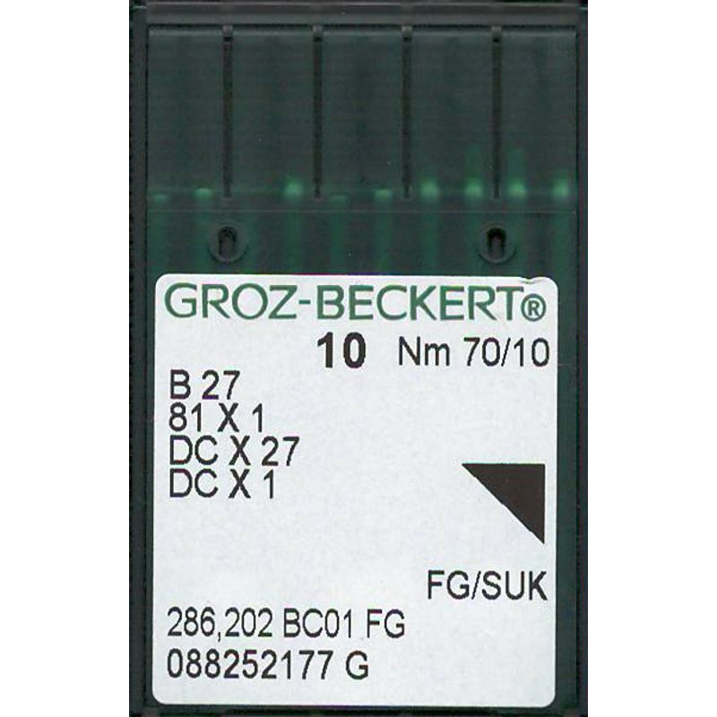 Иглы B27 FG/SUK, № 70, GB, (81x1, DCx27, DCx1, MY1023, SY6120), 1 уп.=10 шт.
