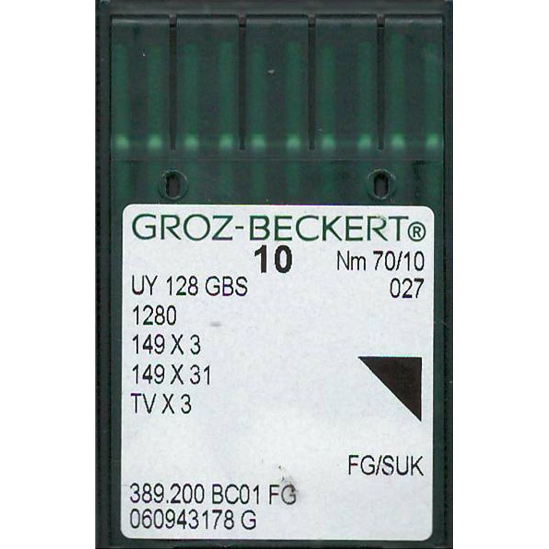 Иглы UY128GAS FG/SUK, № 70, GB, (UY128GBS, 1280, 149x3, 149x31, TVx3), 1 уп.=10 шт.