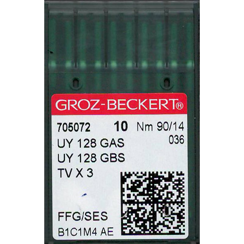Иглы UY128GAS FFG/SES, № 90, GB, (UY128GBS, 1280, 149x3, 149x31, TVx3), 1 уп.=10 шт.