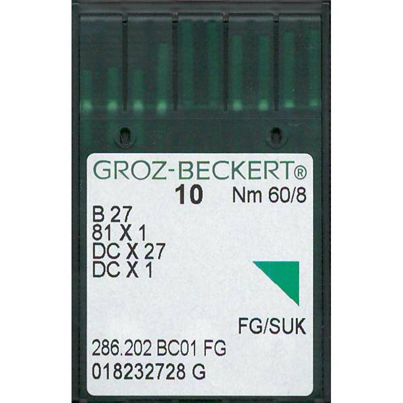 Иглы B27 FG/SUK, № 60, GB(81x1, DCx27, DCx1, MY1023, SY6120), 1 уп.=10 шт.