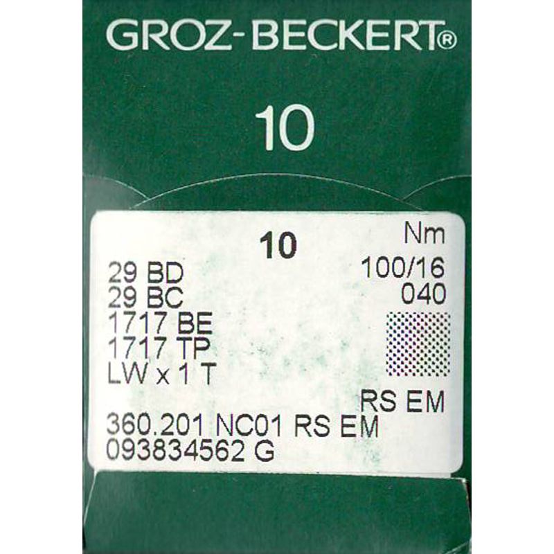 Иглы 29BD RS EM, №100, GB, (29BC, 1717BE, 1717TP, LWx1T), 1 уп.=10 шт.