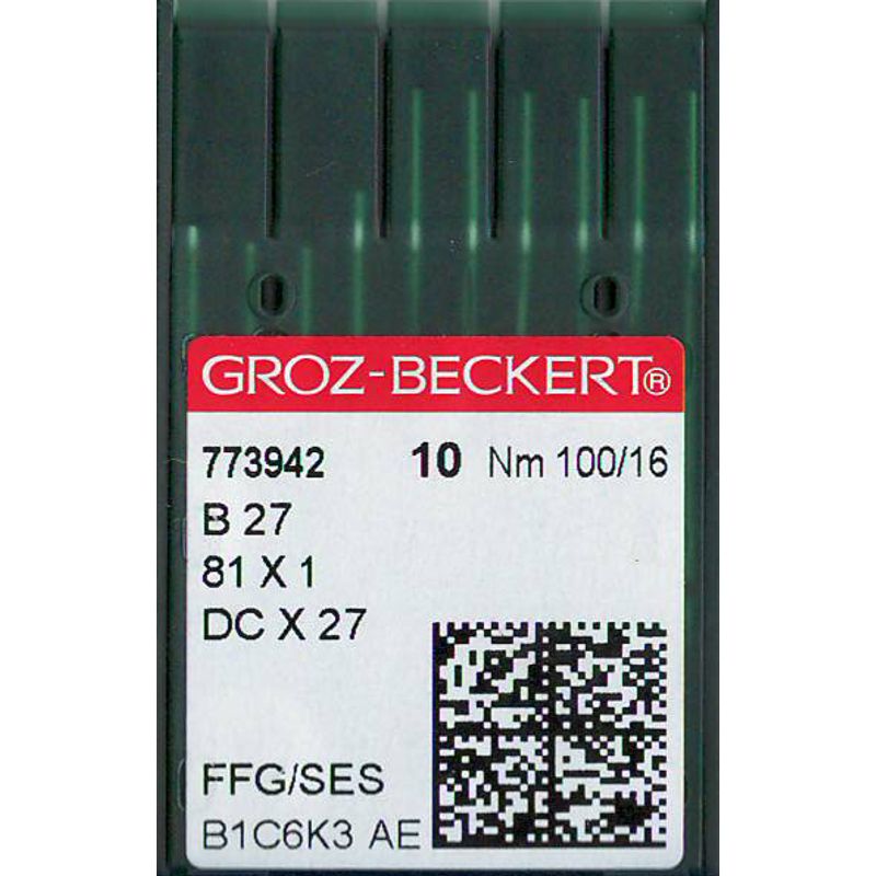 Иглы B27 FFG/SES, №100, GB, (81x1, DCx27, DCx1, MY1023, SY6120), 1 уп.=10 шт.