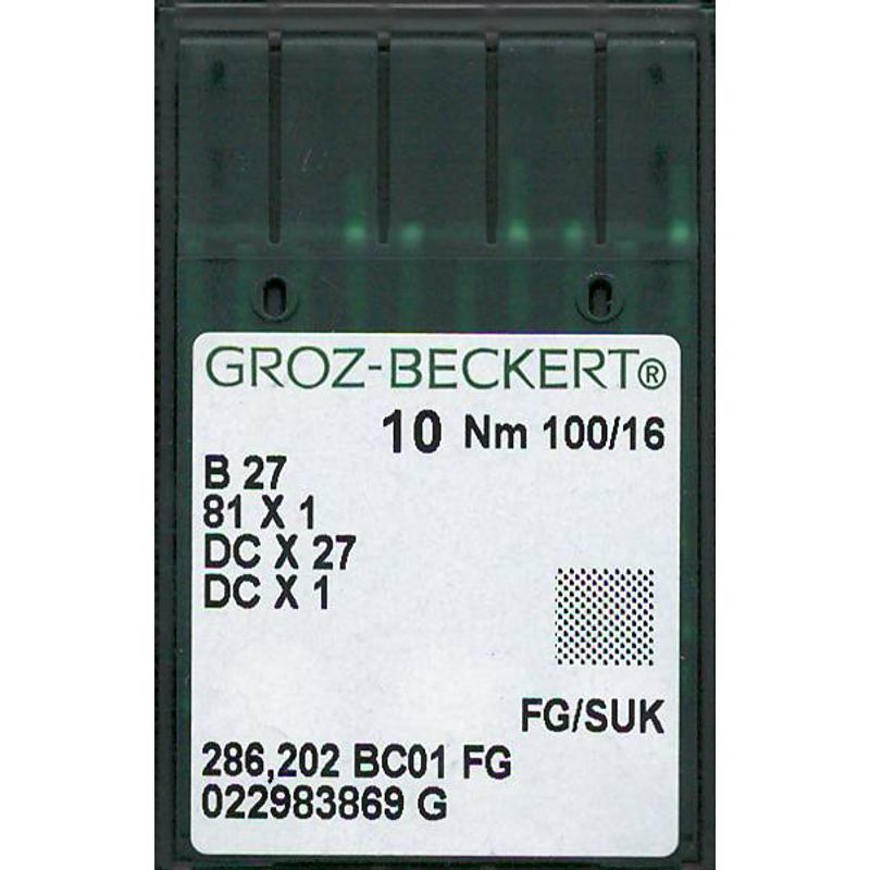 Иглы B27 FG/SUK, №100, GB, (81x1, DCx27, DCx1, MY1023, SY6120), 1 уп.=10 шт.