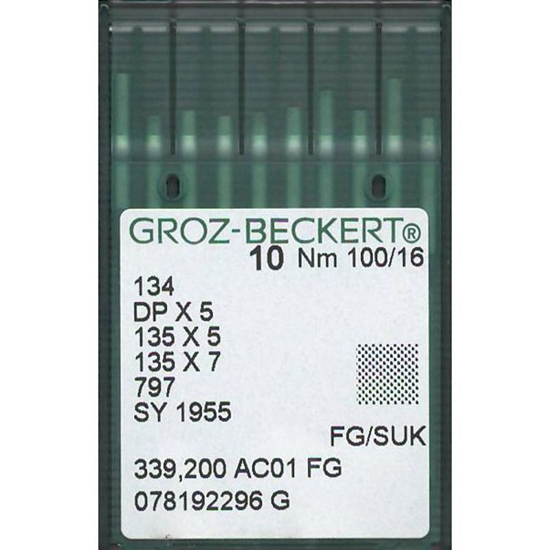 Иглы 134 FG/SUK, №100, GB, (DPx5, 135x5, 135x7, 797, SY1955), 1 уп.=10 шт.