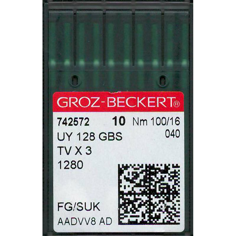 Иглы UY128GAS FG/SUK, №100, GB, (UY128GBS, 1280, 149x3, 149x31, TVx3), 1 уп.=10 шт.