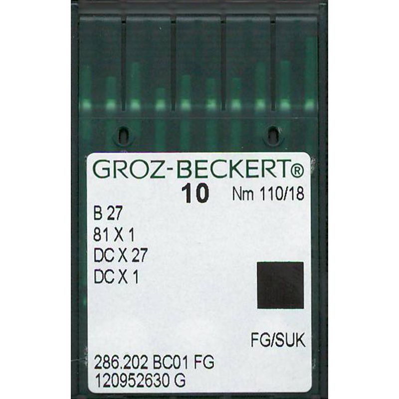 Иглы B27 FG/SUK, №110, GB, (81x1, DCx27, DCx1, MY1023, SY6120), 1 уп.=10 шт.