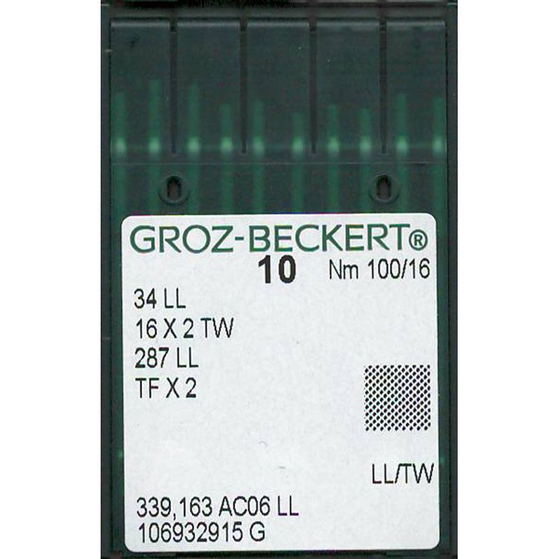 Иглы 34 LL/TW, №100, GB, (16x2TW, 287LL, TFx2), 1 уп.=10 шт.