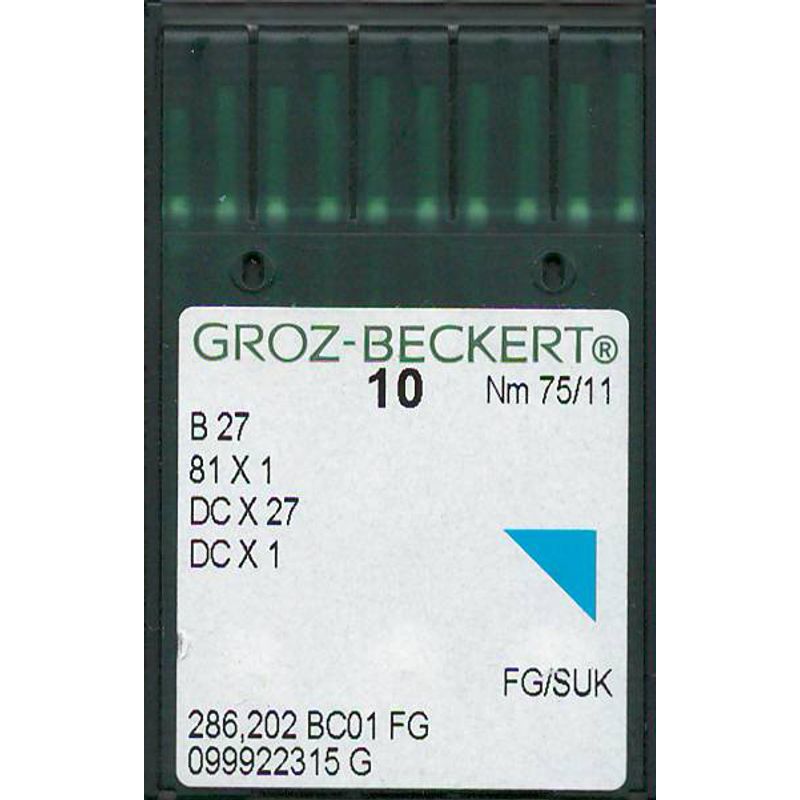 Иглы B27 FG/SUK, № 75, GB, (81x1, DCx27, DCx1, MY1023, SY6120), 1 уп.=10 шт.