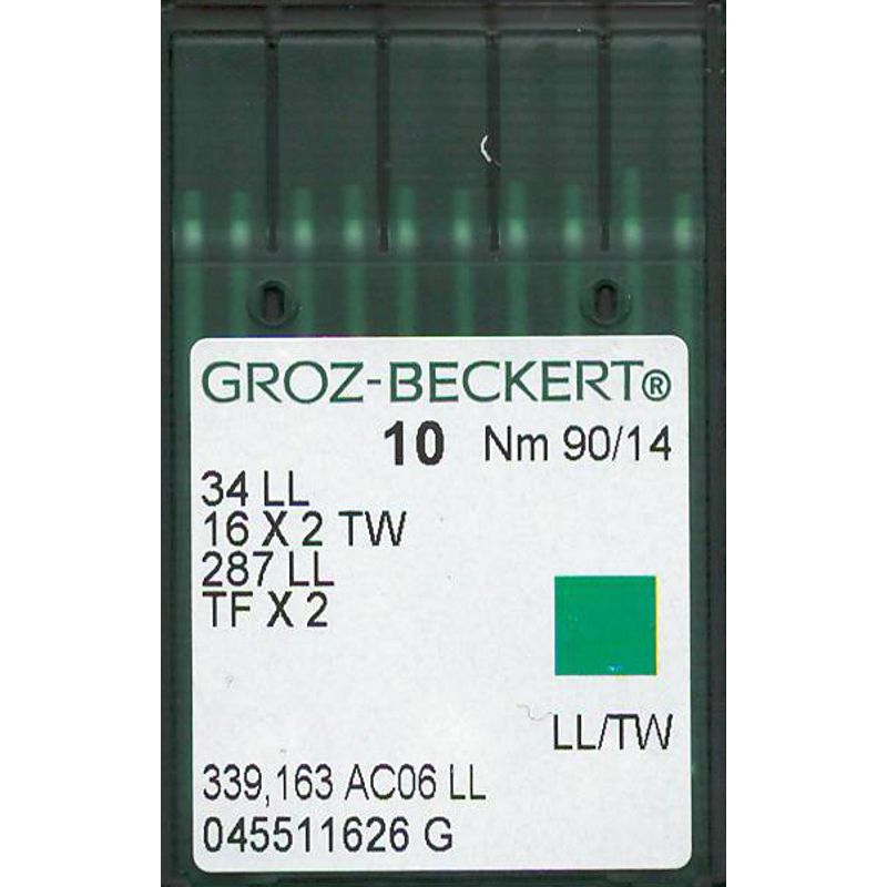 Иглы 34 LL/TW, № 90, GB, (16x2TW, 287LL, TFx2), 1 уп.=10 шт.