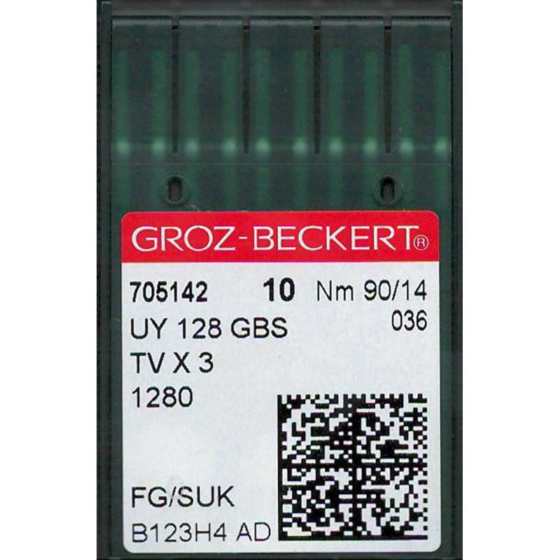 Иглы UY128GAS FG/SUK, № 90, GB, (UY128GBS, 1280, 149x3, 149x31, TVx3), 1 уп.=10 шт.