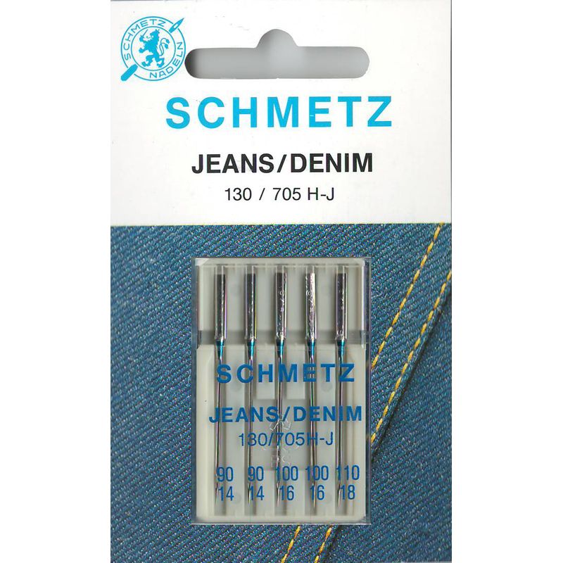 Иглы для джинса № MIX, SC, (130/705H-J): 90/14(2); 100/16(2); 110/18(1), 1 уп.=5 шт.