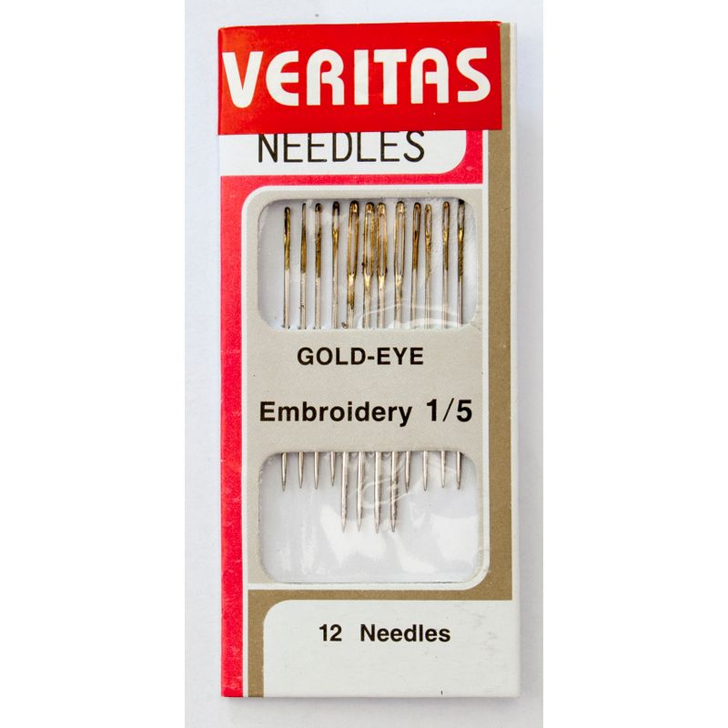 Иглы для вышивания (Embroidery), № 1-5, с золотым ушком, (12 шт)