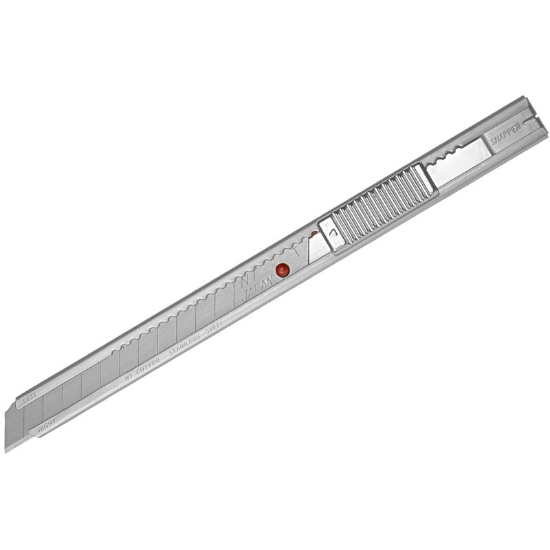 Нож канцелярский малый, лезвие 9 мм, металлические направляющие, металлический корпус-НС, АВТОLOCK, угол лезвия 58 градусов