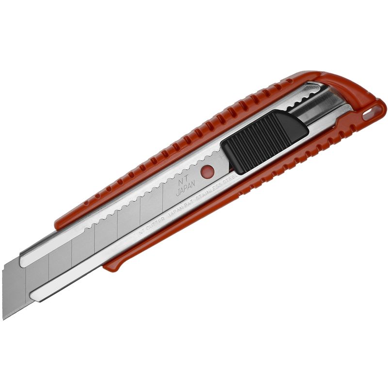 Нож канцелярский большой, лезвие 18 мм, металлические направляющие, пластиковый корпус, АВТОLOCK, угол лезвия 58 градусов, красный