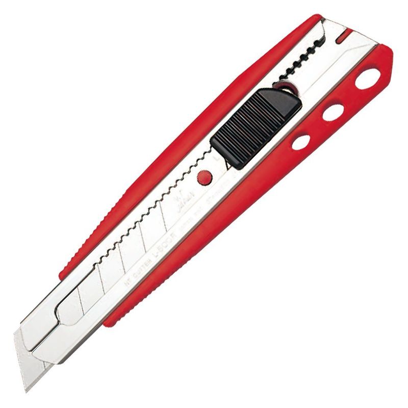 Нож канцелярский большой, лезвие 18 мм, металлические направляющие, пластиковый корпус, АВТОLOCK, фиксатор винт, угол 58 градусов