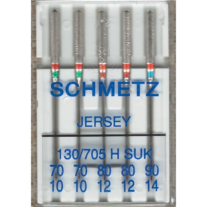 Иглы для трикотажа, джерси № MIX, SC, (130/705H SUK): 70/10(2); 80/12(2); 90/14(1) 1 уп.=5 шт.