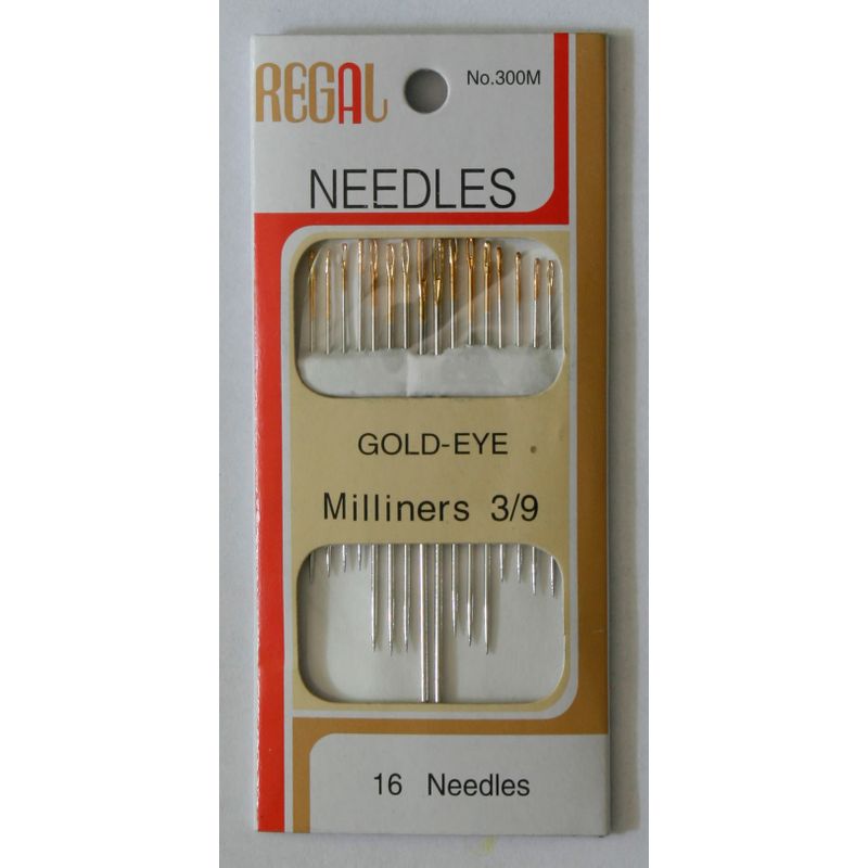 Иглы швейные Шляпные (Milliners), № 3-9 с золотым ушком, (16 шт)