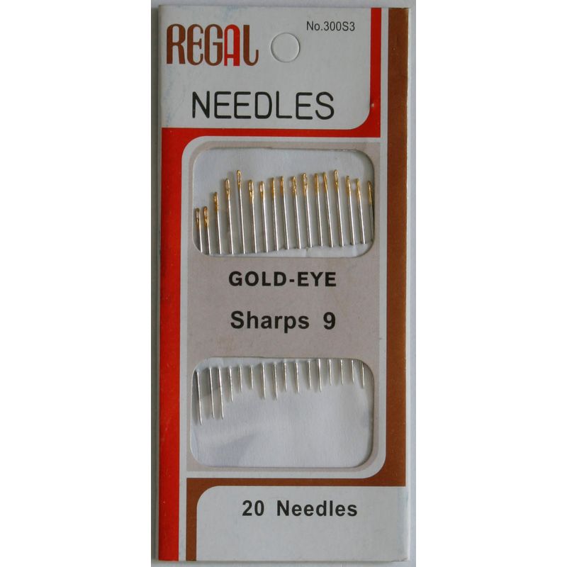 Иглы швейные Универсальные (Sharps), № 9, с золотым ушком (20 шт)