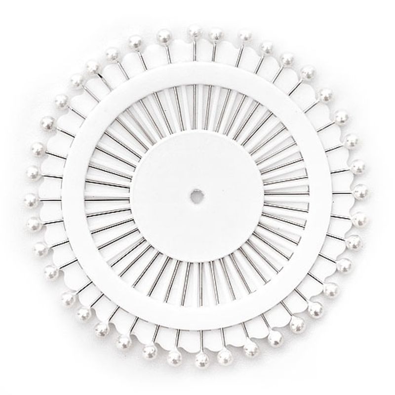 Булавки 38мм с пластиковой головкой 4*4 мм, 40шт, перламутровые белые, на колесе (1шт)