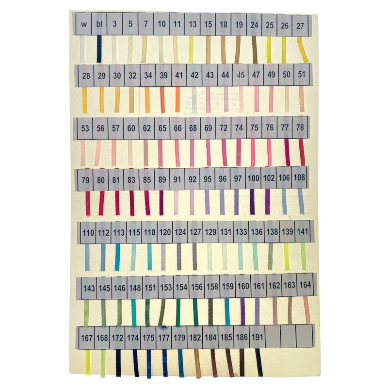 Карта цветов лент атласных 3-6-10-25-38-51 мм.