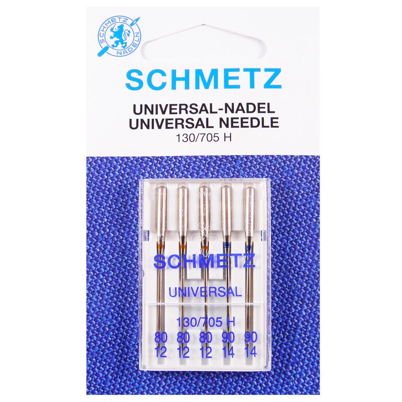 Иглы универсальные №MIX, SC, (HAx1, 130/705H): 80/12(3); 90/14(2) 1 уп.=5 шт.