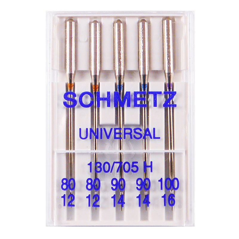 Иглы универсальные №MIX, SC, (HAx1, 130/705H): 80/12(2); 90/14(2); 100/16(1) 1 уп.=5 шт.