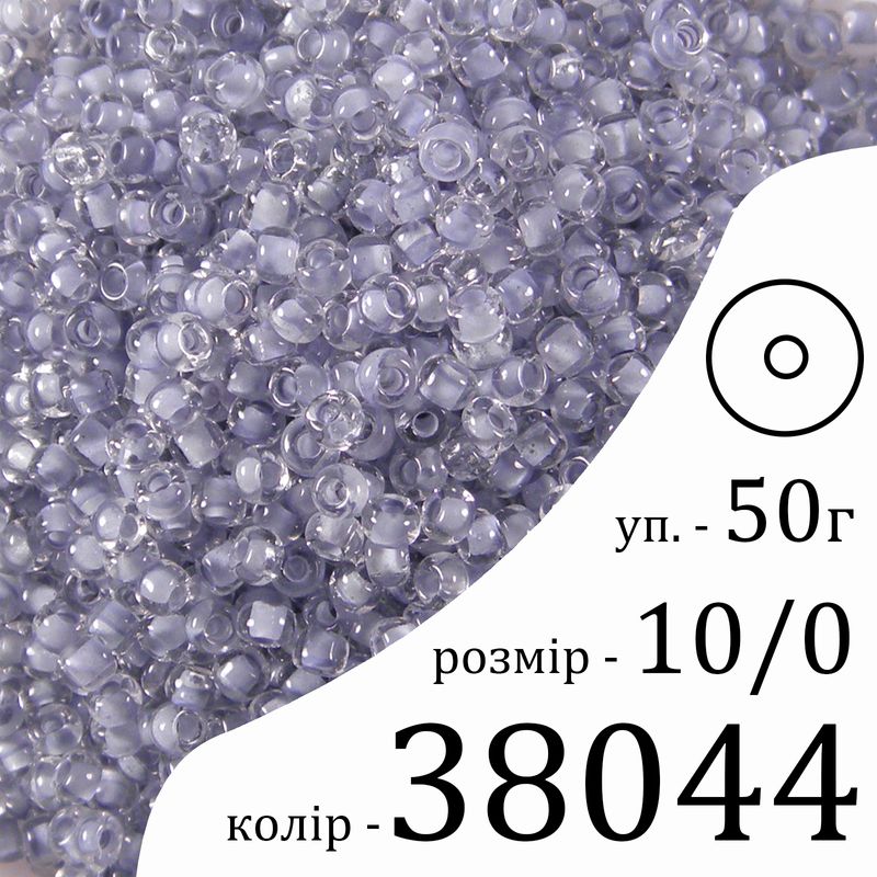 Бисер 10/0, Preciosa, 38044 (C) - фиолетовый, 50гр, отверстие-круг