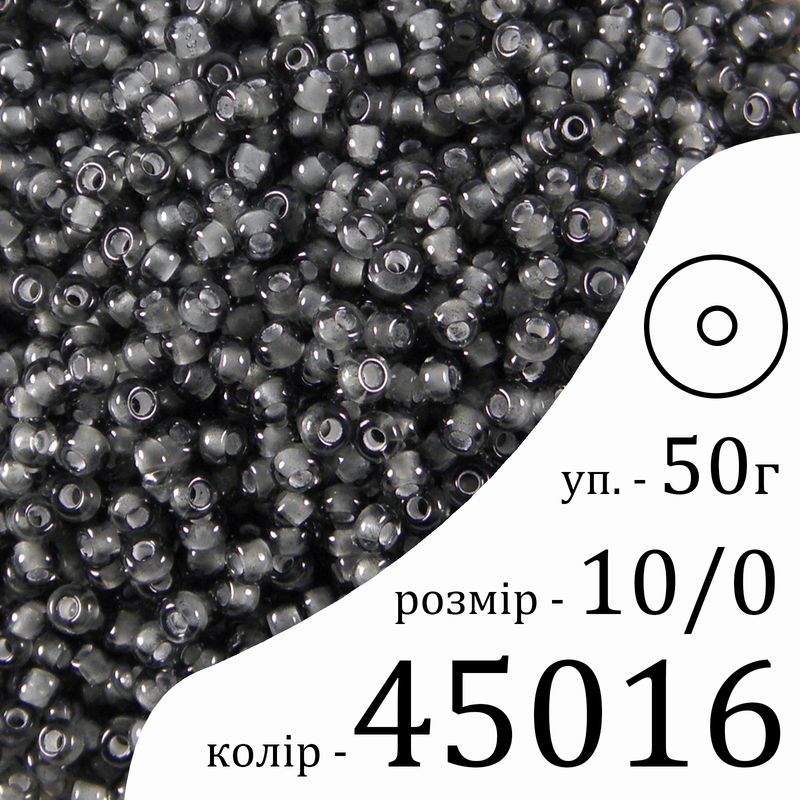 Бисер 10/0, Preciosa, 45016 (C) - черный, 50гр, отверстие-круг