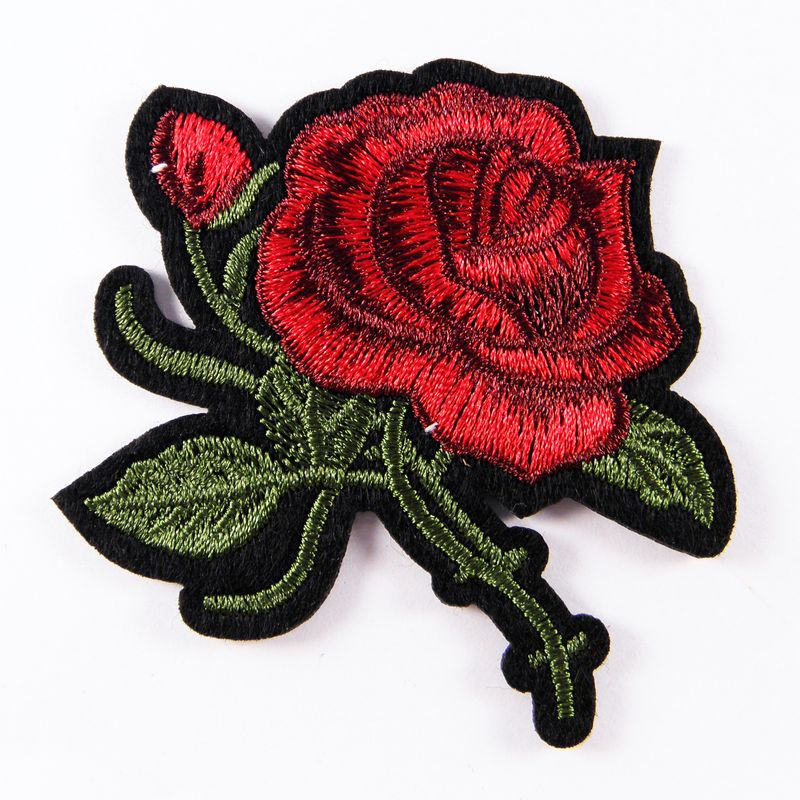 Нашивка патч, термоклеевая, 70мм х 65мм, (Квитка-роза)