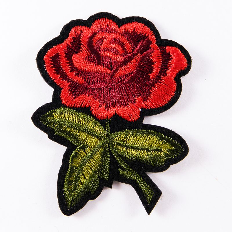 Нашивка патч, термоклеевая, 62мм х 47мм, (Квитка-роза)