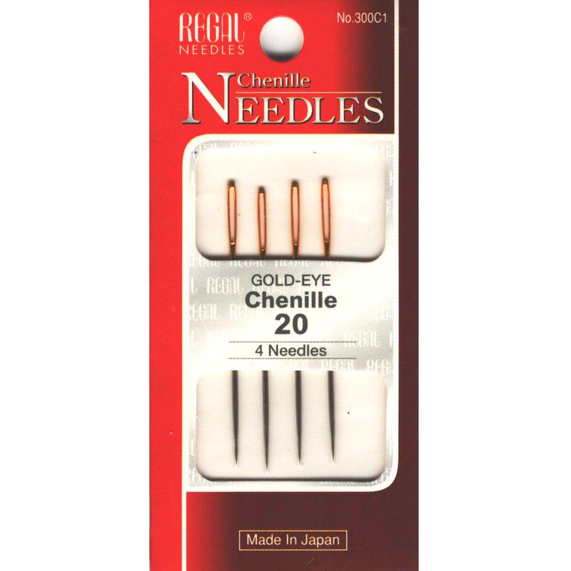 Иглы шенильные для вышивания лентами (Chenille), № 20 45мм, золотое ушко, 300C1 (4 шт)