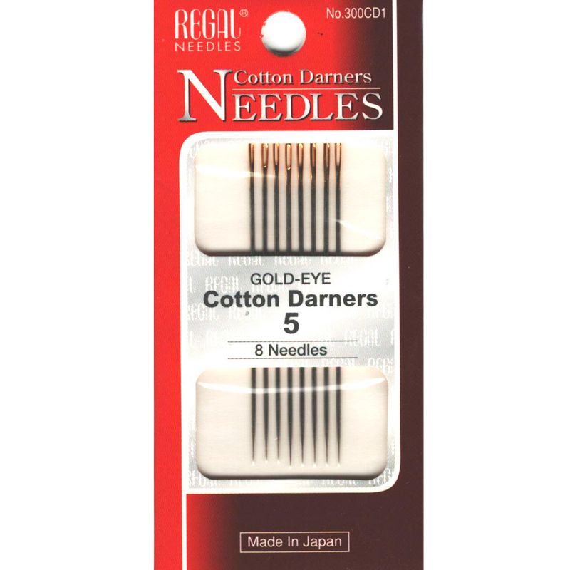 Иглы штопальные (Cotton Darners), № 5, 51мм, золотое ушко, 300CD1, (8шт)