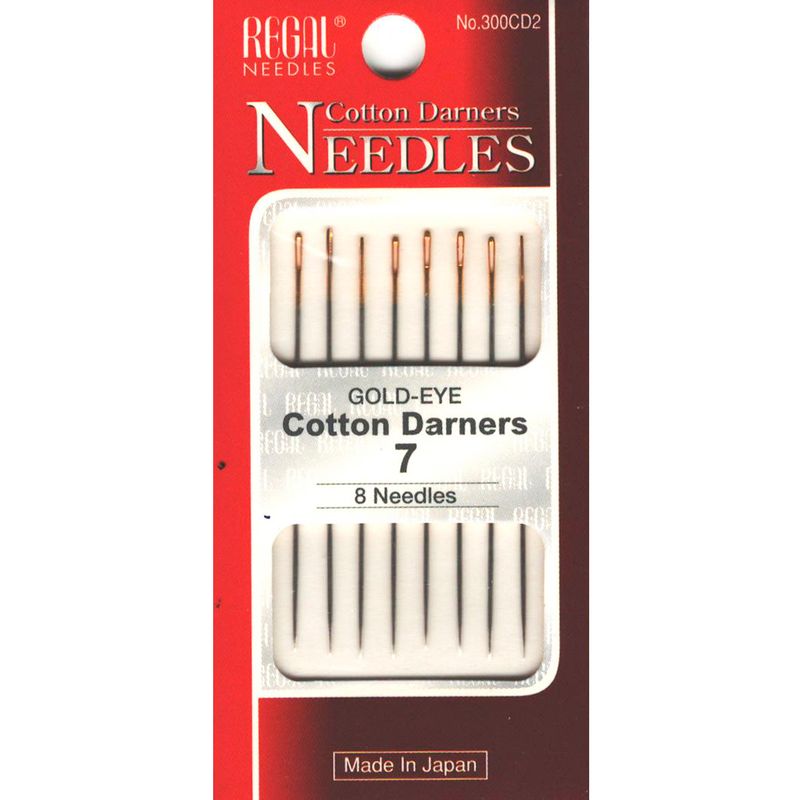 Иглы штопальные (Cotton Darners), № 7, 47мм, золотое ушко, 300CD2, (8шт)