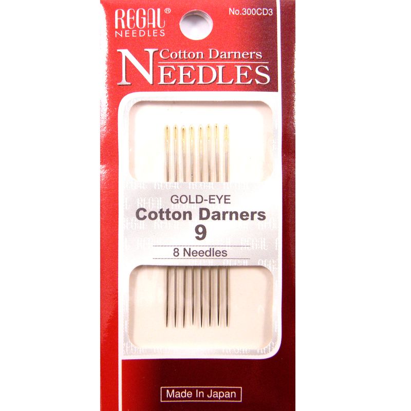 Иглы штопальные (Cotton Darners), № 9, 43мм, золотое ушко, 300CD3, (8шт)