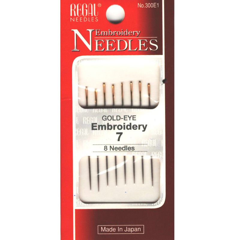 Иглы для вышивания (Embroidery), № 7, 39мм, золотое ушко, 300E1, (8шт)