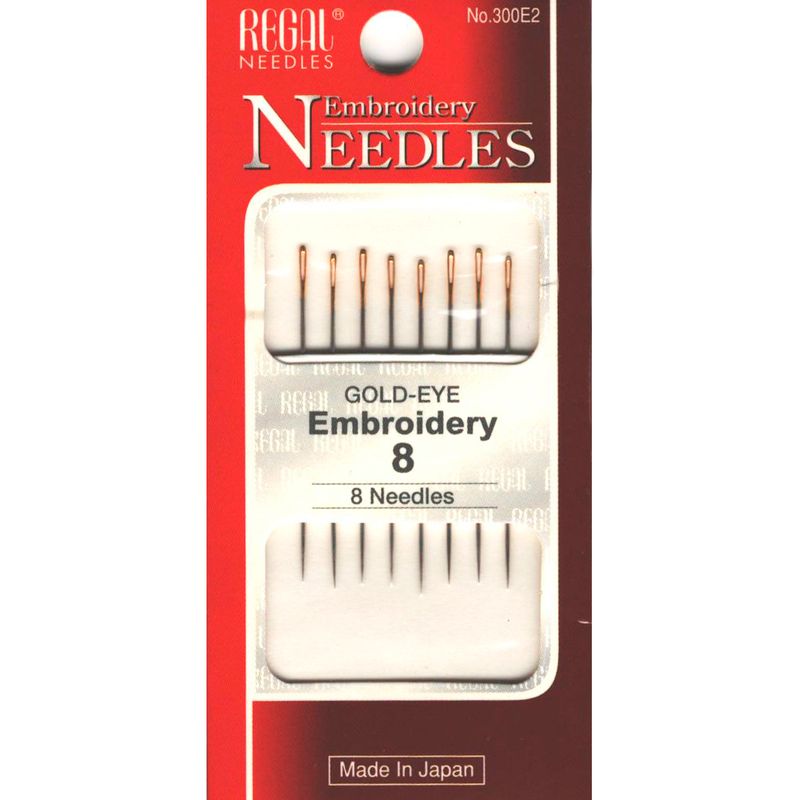 Иглы для вышивания (Embroidery), № 8, 37мм, золотое ушко, 300E2, (8шт)