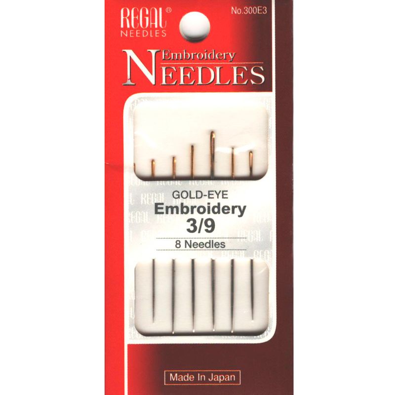 Иглы для вышивания (Embroidery), № 3/9, золотое ушко, 300E3, (8шт)