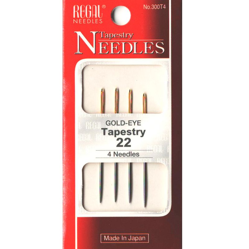 Иглы гобеленовые (затуплены) для вышивания (Tapestry), № 22, 41мм, зол. ушко, 300Т4 (4 шт)