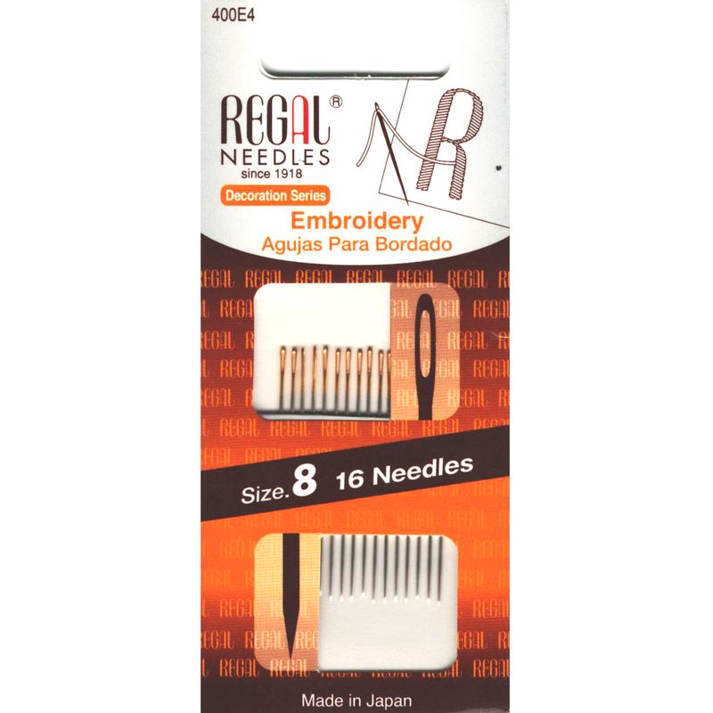 Иглы для вышивания (Embroidery), № 8, золотое ушко, 0, 61x36, 50мм, 400E4, (16шт)