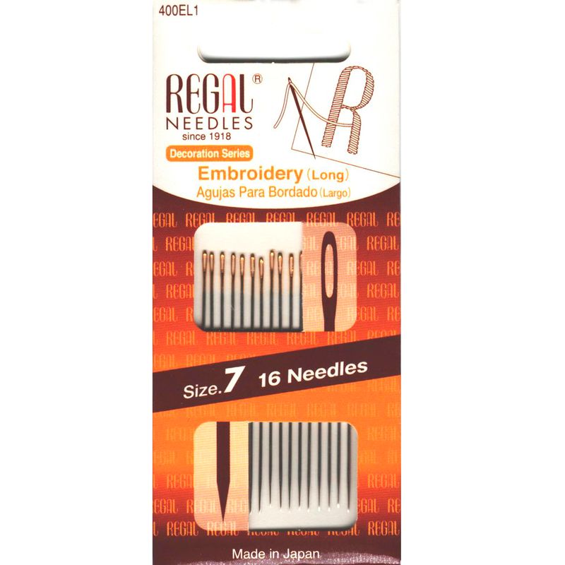 Иглы для вышивания (длинная) (Embroidery Long), № 7, золотое ушко, 0, 69x46, 80мм, 400EL1, (16шт)
