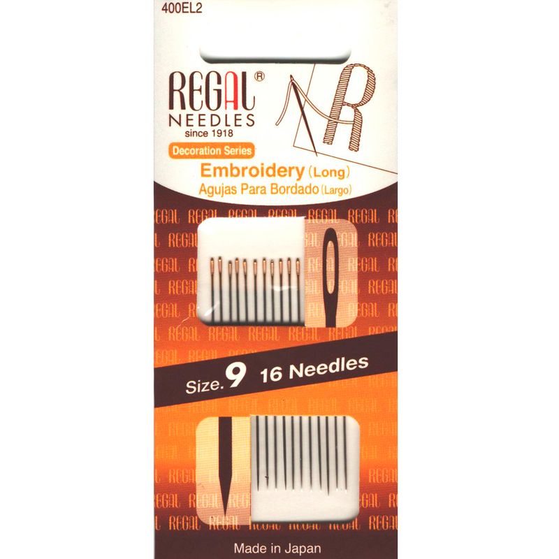 Иглы для вышивания (длинная) (Embroidery Long), № 9, золотое ушко, 0, 53x42, 90мм, 400EL2, (16шт)