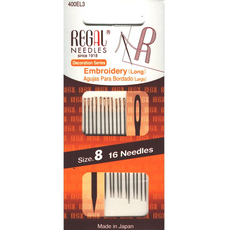 Иглы для вышивания (длинная) (Embroidery Long), № 8, золотое ушко, 0, 61x45, 4мм, 400EL3, (16шт)