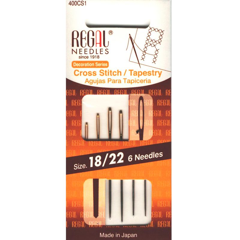 Иглы гобеленовые (затупленные) для вышивания (Cross Stitch / Tapestry), №18 / 22 зол. ушко, 400CS1, (6шт)
