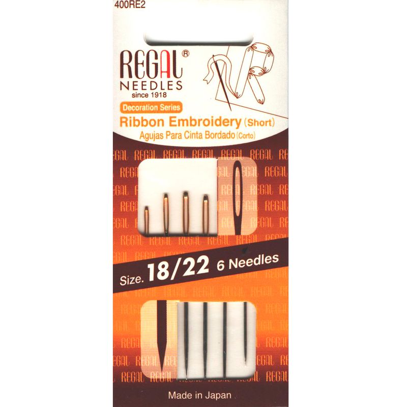 Иглы для вышивания лентами (краткая) (RibbonEmbroideryShort), № 18/22, золотое ушко, 400RE2, (6шт)